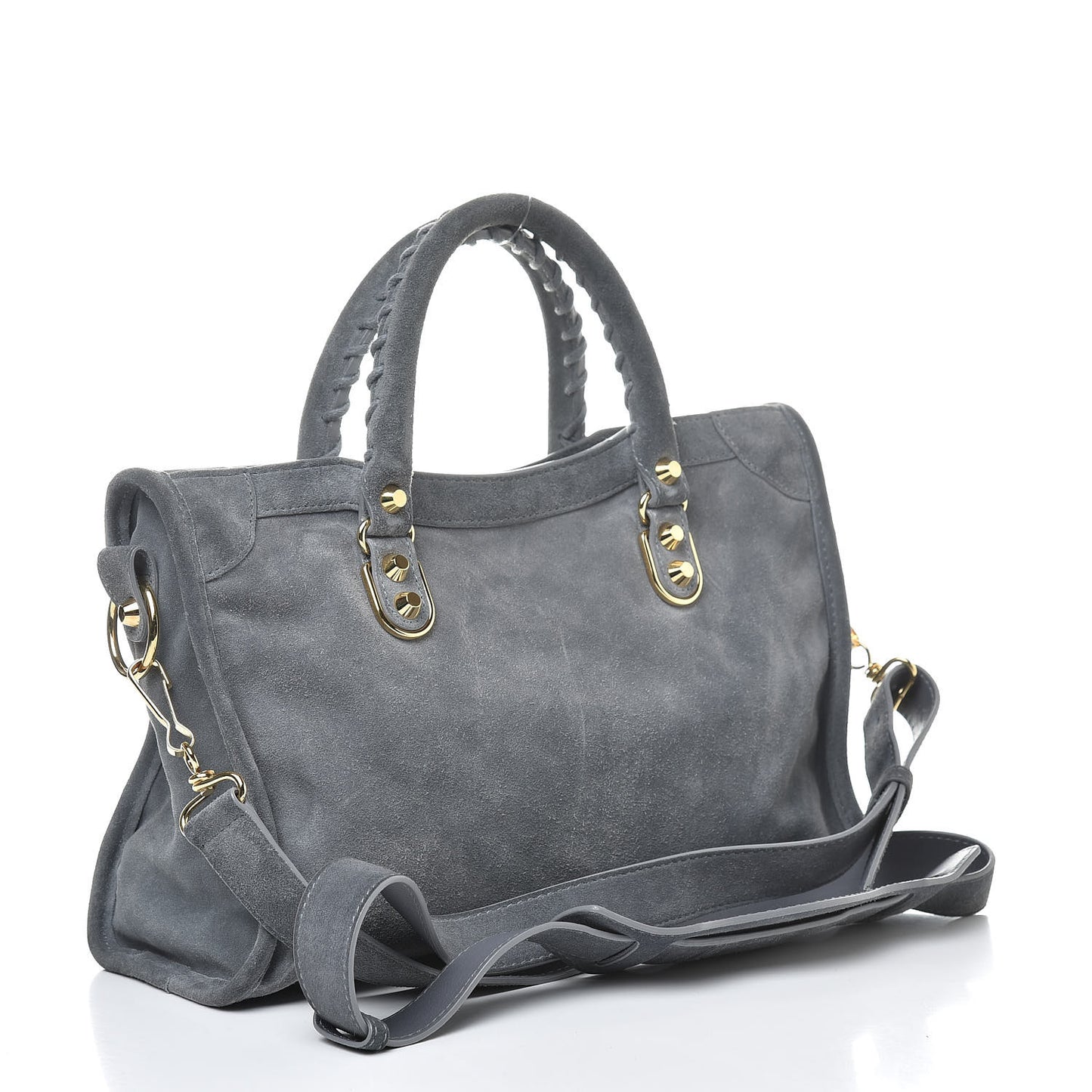 Baby Daim Suede Gold Metallic Edge Hardware City Gris Plomb