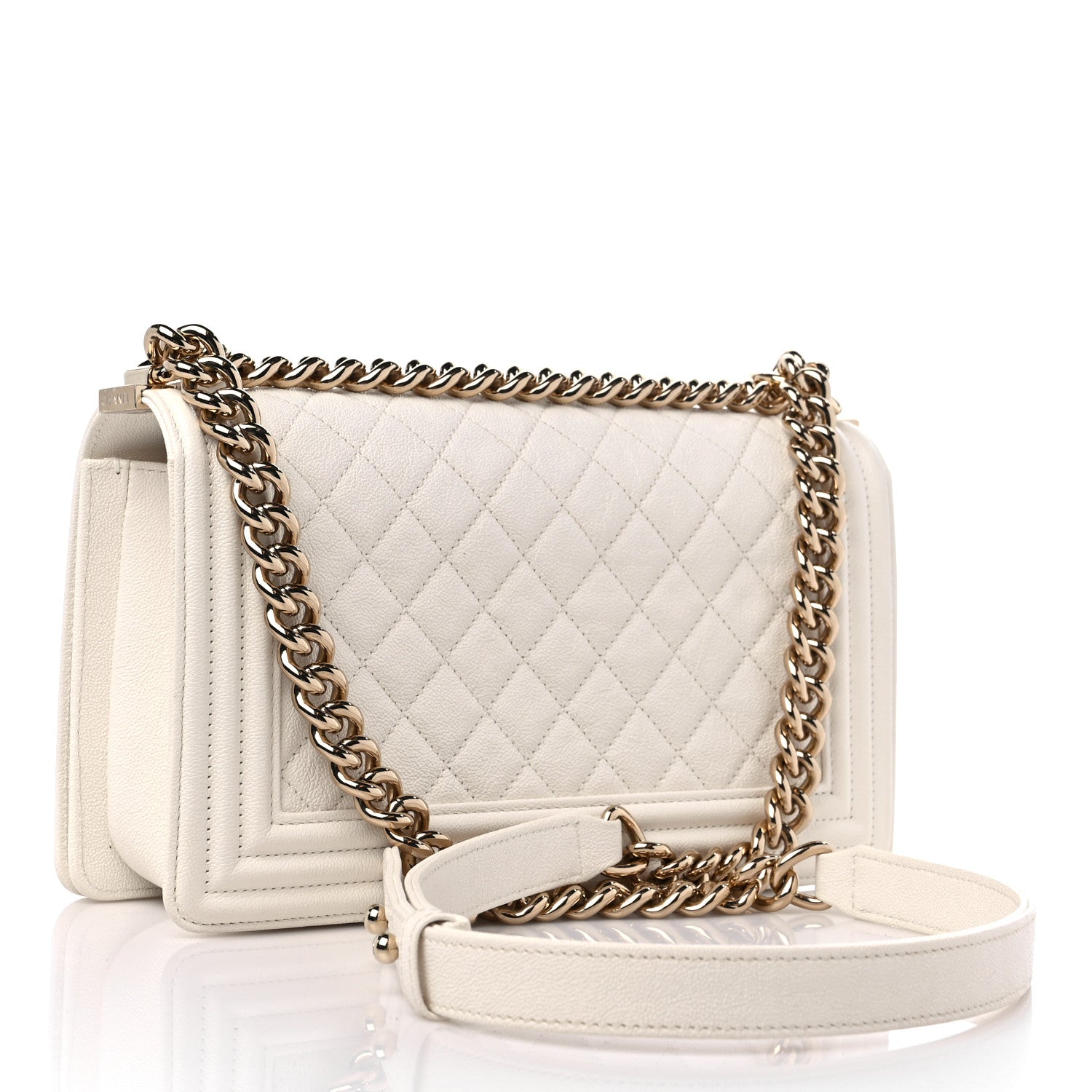 Chanel Caviar Quilted Medium Boy Flap White 3 of 13
