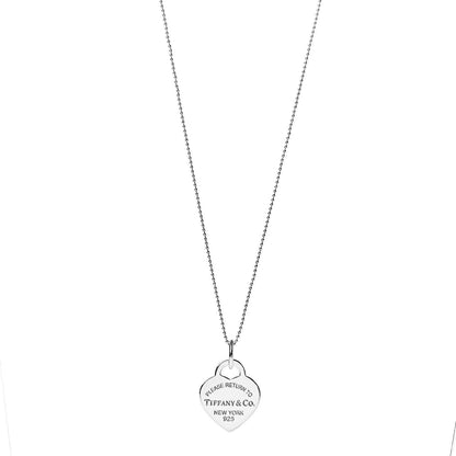 Tiffany Sterling Silver Long Return to Tiffany Heart Pendant Necklace 1 of 4