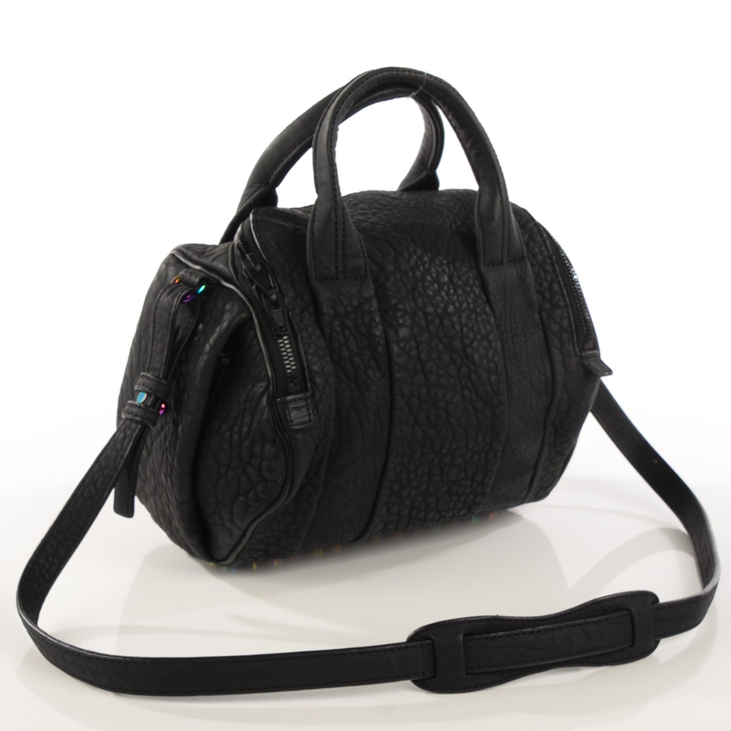 Alexander Wang Pebbled Lambskin Rockie Black Iridescent Hardware 3 of 8