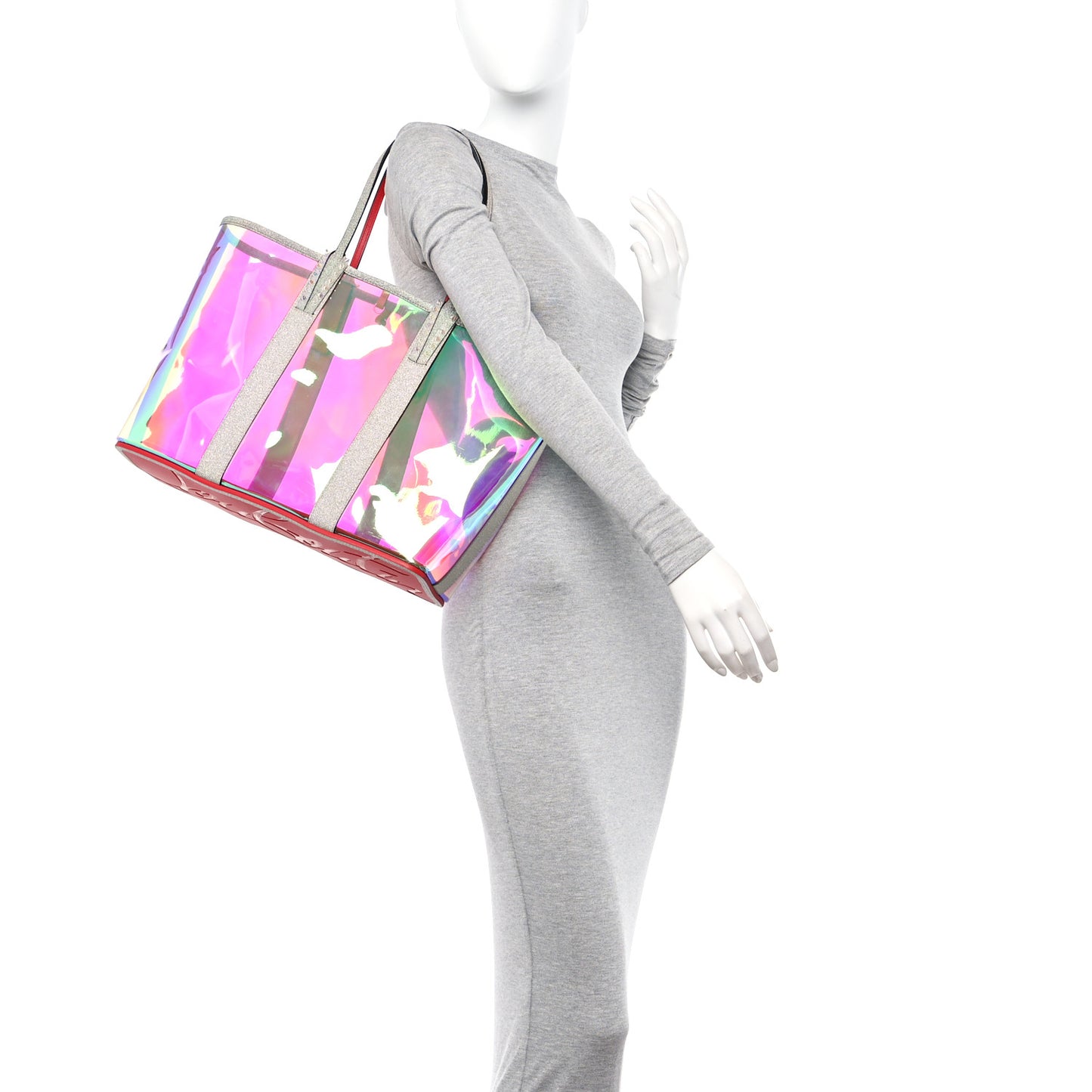 PVC Spikes East West Cabata Tote Glitter Sunset