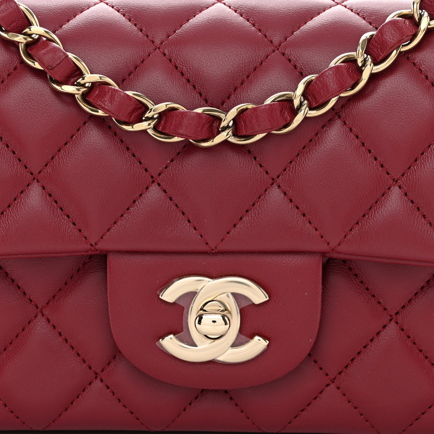 Chanel Lambskin Quilted Mini Rectangular Flap Burgundy 8 of 11
