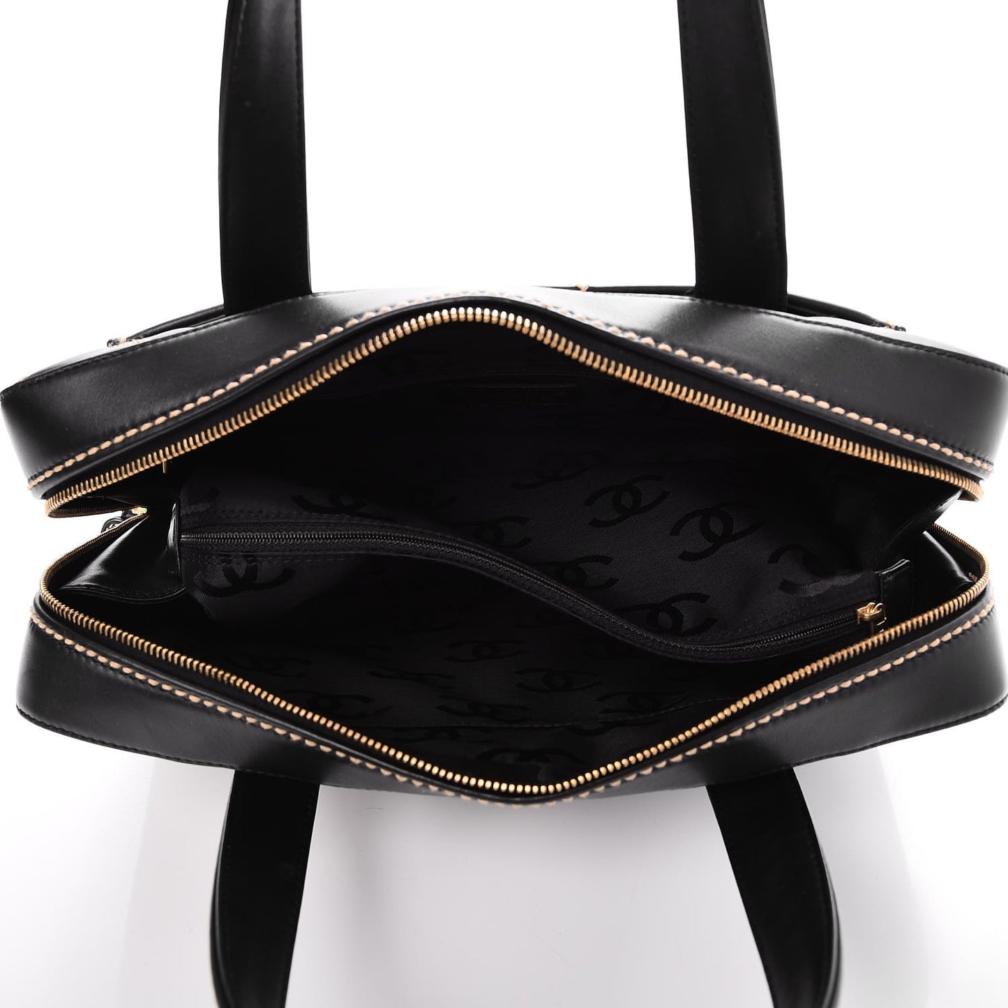 Calfskin Contrast Stitch Surpique Bowler Black