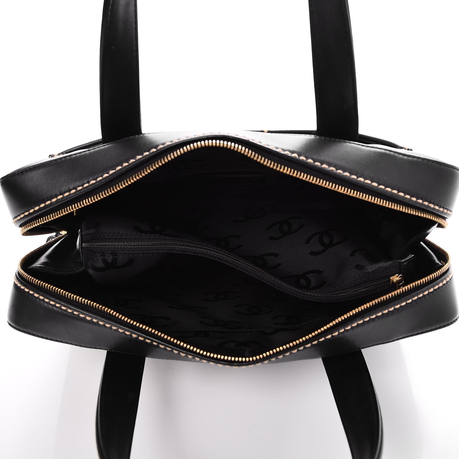 Chanel Calfskin Contrast Stitch Surpique Bowler Black 5 of 7