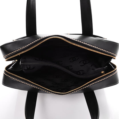 Chanel Calfskin Contrast Stitch Surpique Bowler Black 5 of 7