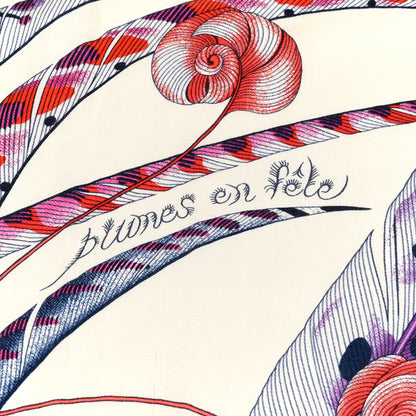Hermes Cashmere Silk Plumes En Fete Shawl 140 Gris Chine Mauve 4 of 6