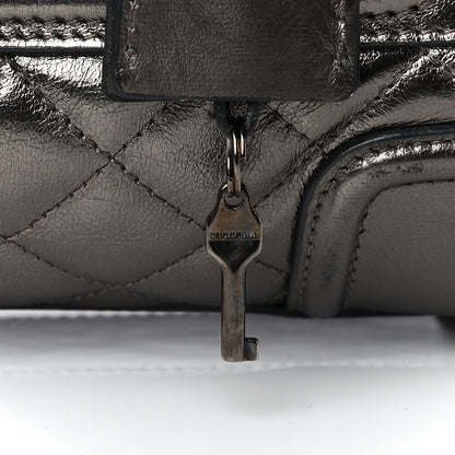 Burberry Metallic Calfskin Quilted Mini Manor Tote Pewter 7 of 11