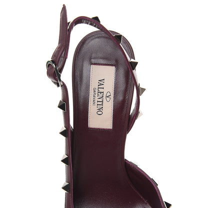 Valentino Garavani Wrinkled Patent Rockstud Half D'Orsay Slingback 85mm Pumps 36.5 Rubin 6 of 8