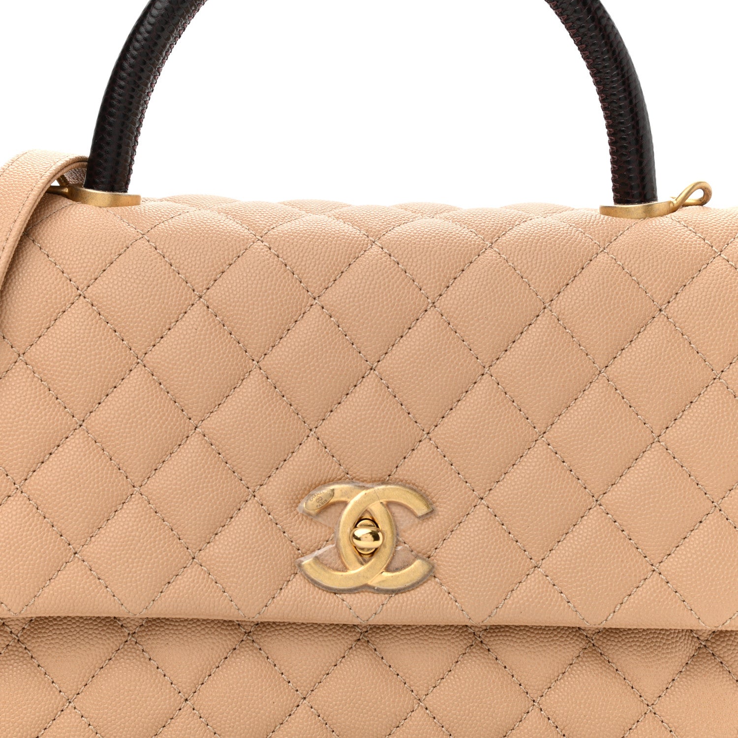 Chanel Caviar Lizard Embossed Quilted Small Coco Handle Flap Beige 7 of 10