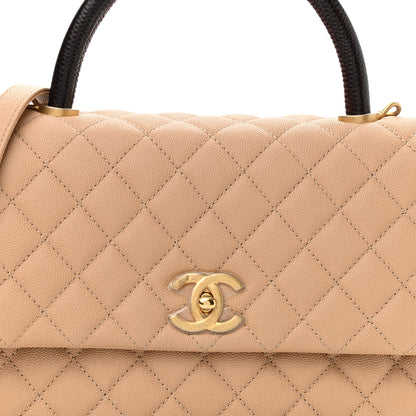 Chanel Caviar Lizard Embossed Quilted Small Coco Handle Flap Beige 7 of 10