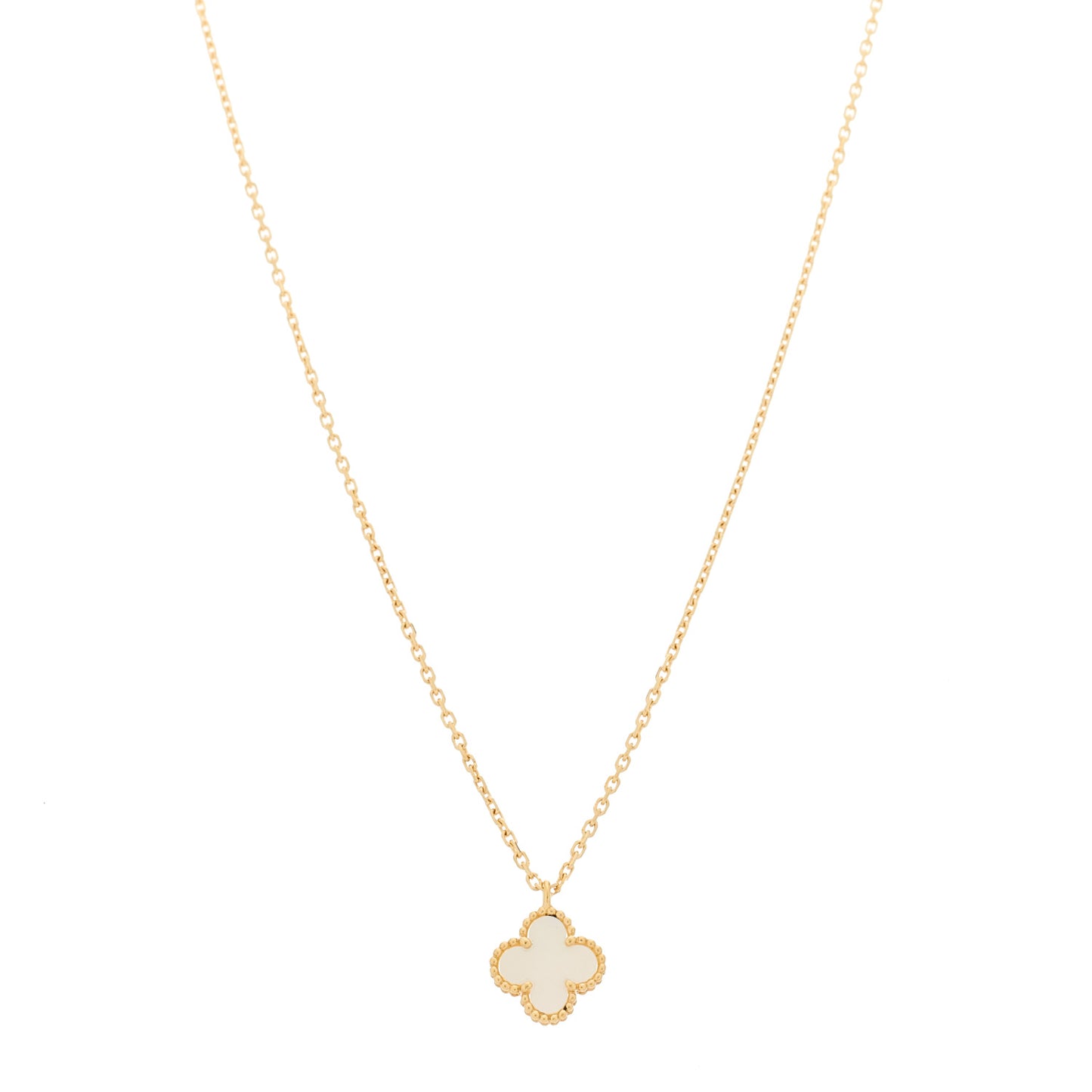18K Yellow Gold Mother of Pearl Sweet Alhambra Pendant Necklace