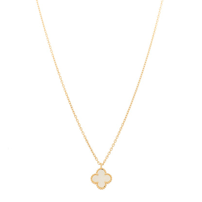 Van Cleef & Arpels 18K Yellow Gold Mother of Pearl Sweet Alhambra Pendant Necklace 1 of 5