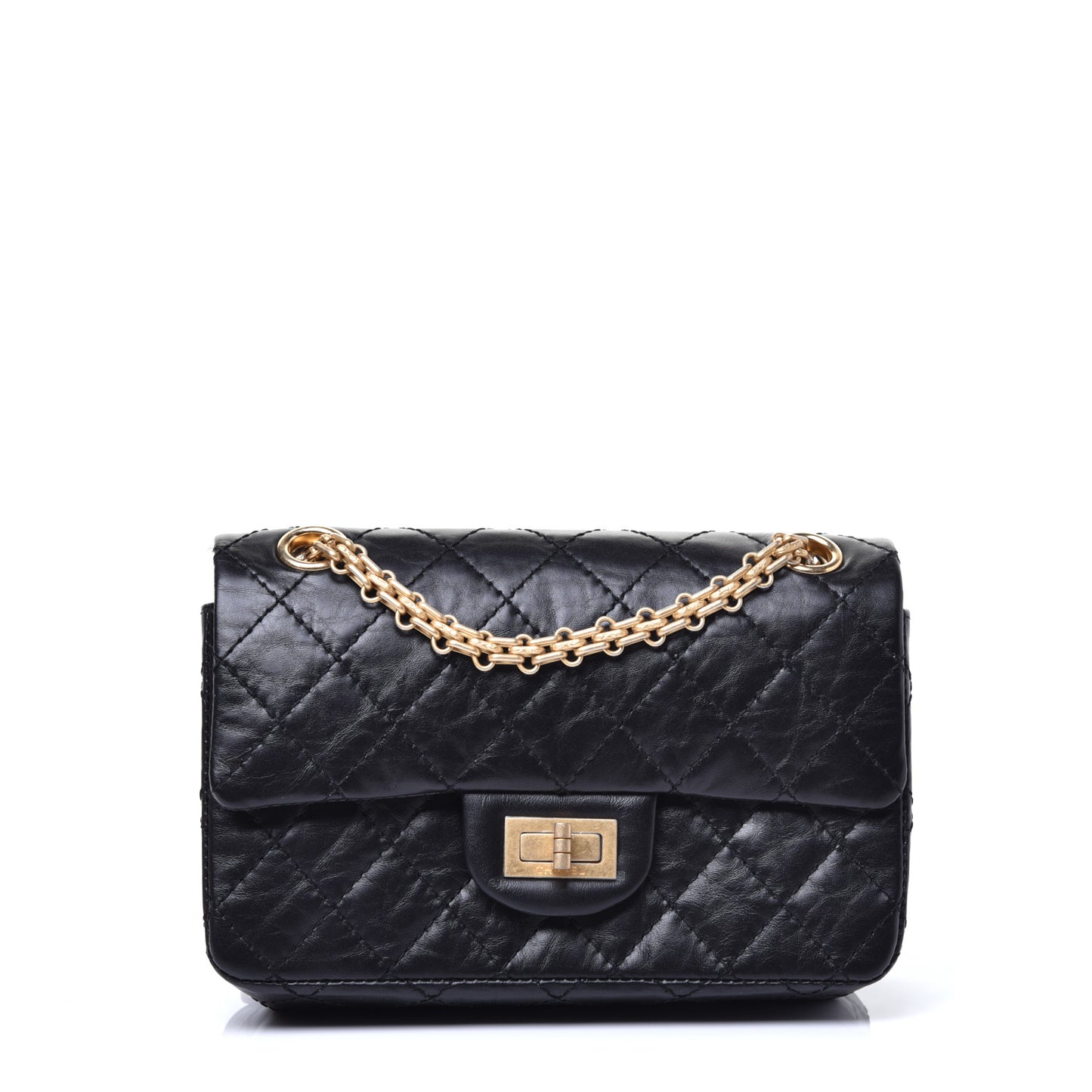 Aged Calfskin Quilted 2.55 Reissue Mini Flap Black