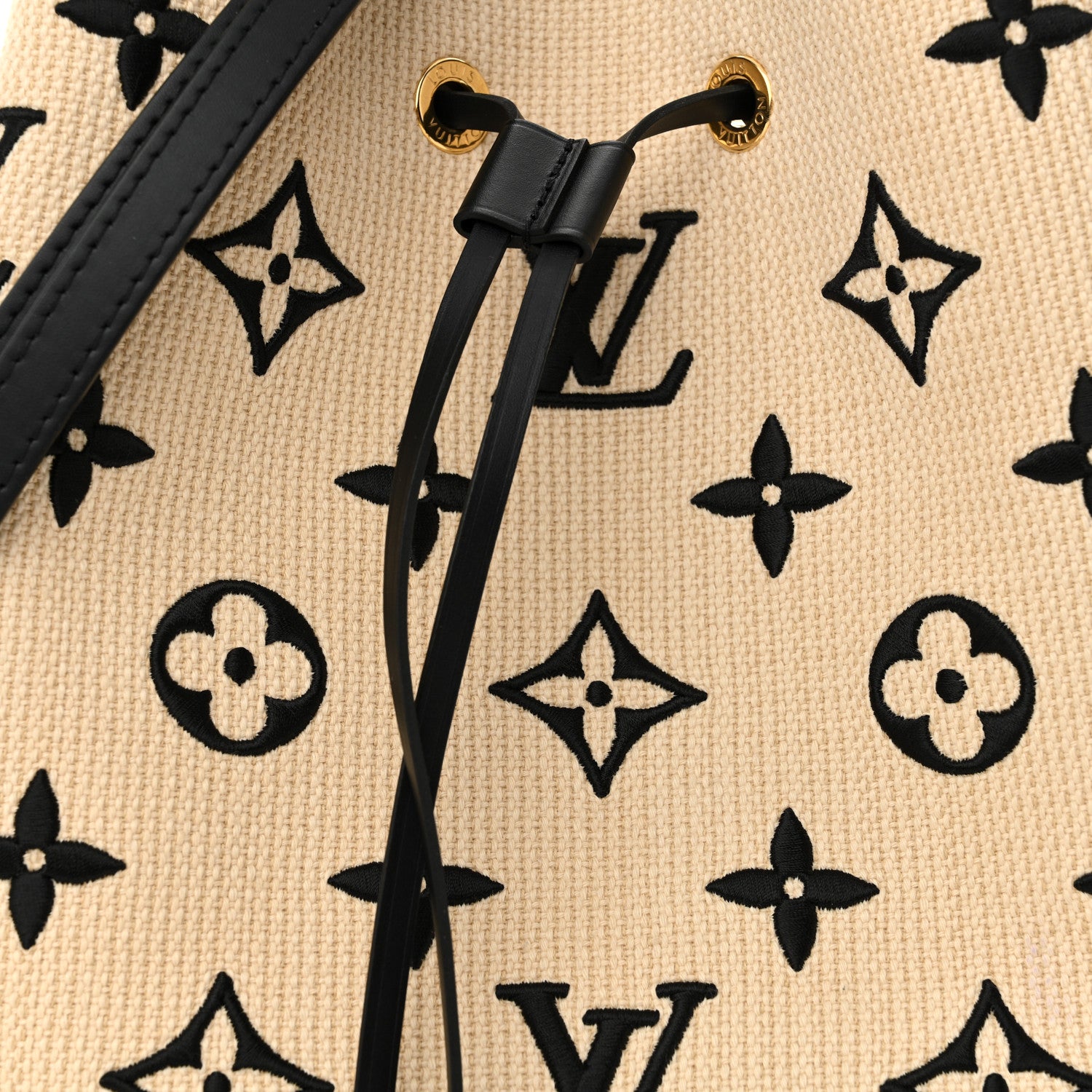 Louis Vuitton Cotton Monogram Embroidered Neonoe MM Beige Black 9 of 11