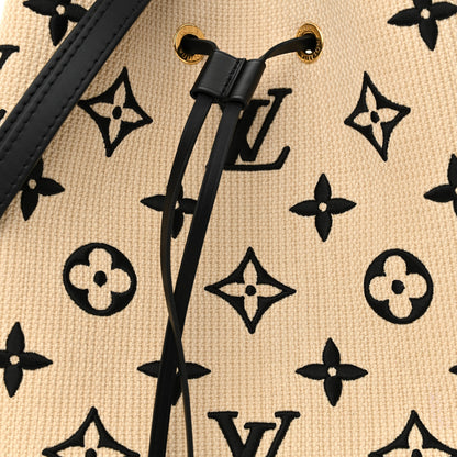 Louis Vuitton Cotton Monogram Embroidered Neonoe MM Beige Black 9 of 11