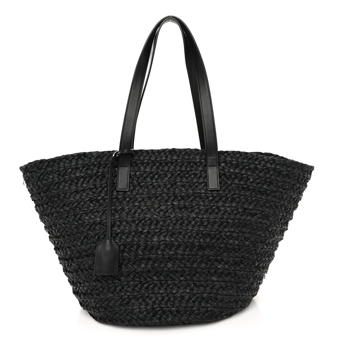 Raffia Medium Panier Bag Black