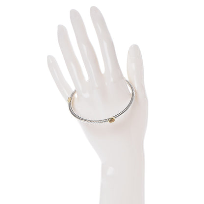 David Yurman Sterling Silver 18K Gold Citrine 3mm Color Classics Three Station Bangle 2 of 4
