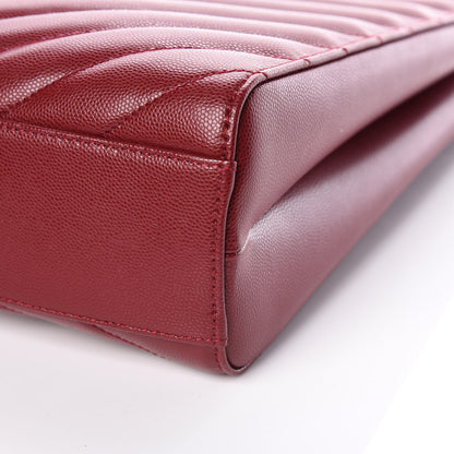 Saint Laurent Grain de Poudre Matelasse Chevron Medium Tribeca Shopping Bag Garnet 11 of 11