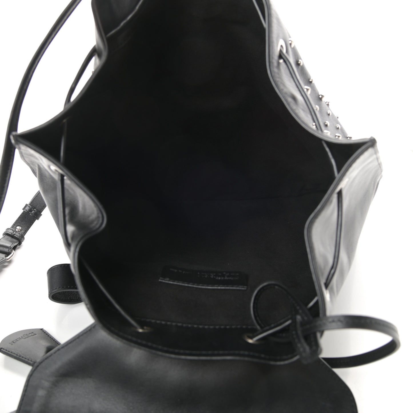 Calfskin Studded Padlock Backpack Black
