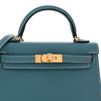 Hermes Epsom Mini Kelly Sellier 20 New Blue Jean 8 of 11