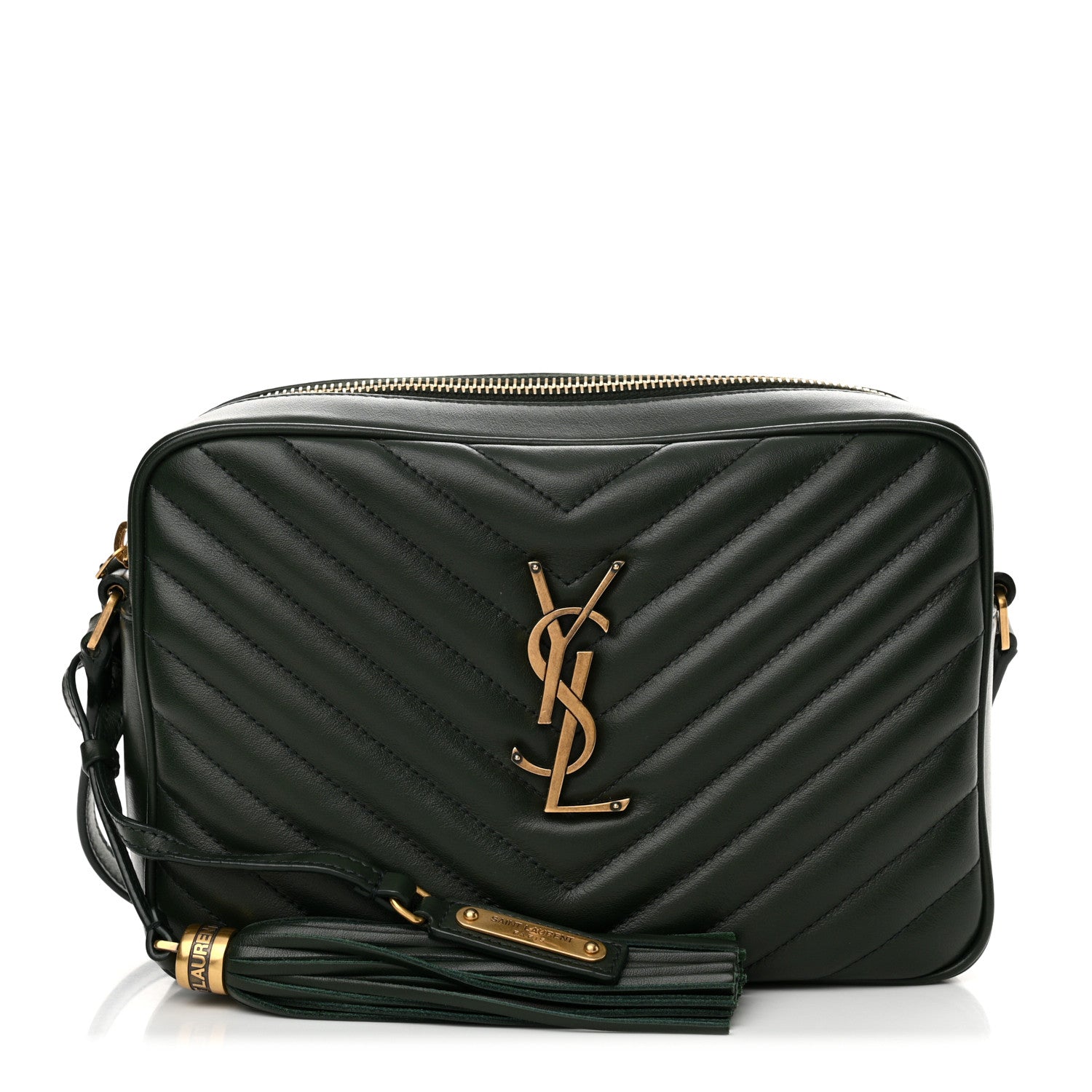Saint Laurent Calfskin Matelasse Monogram Lou Camera Bag Vert Fonce 1 of 11