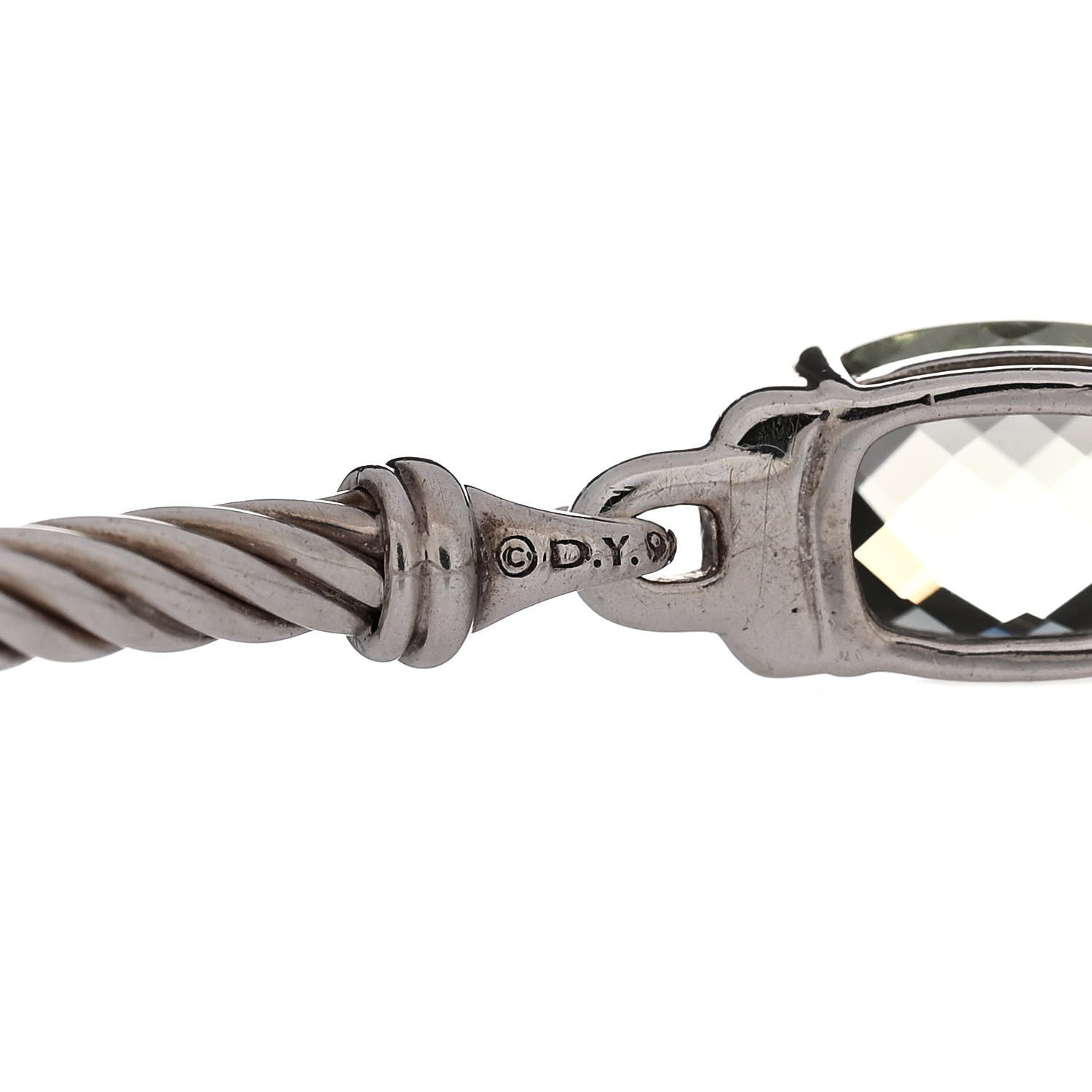 David Yurman Sterling Silver Diamond Prasiolite 3mm Petite Wheaton Bracelet 3 of 3
