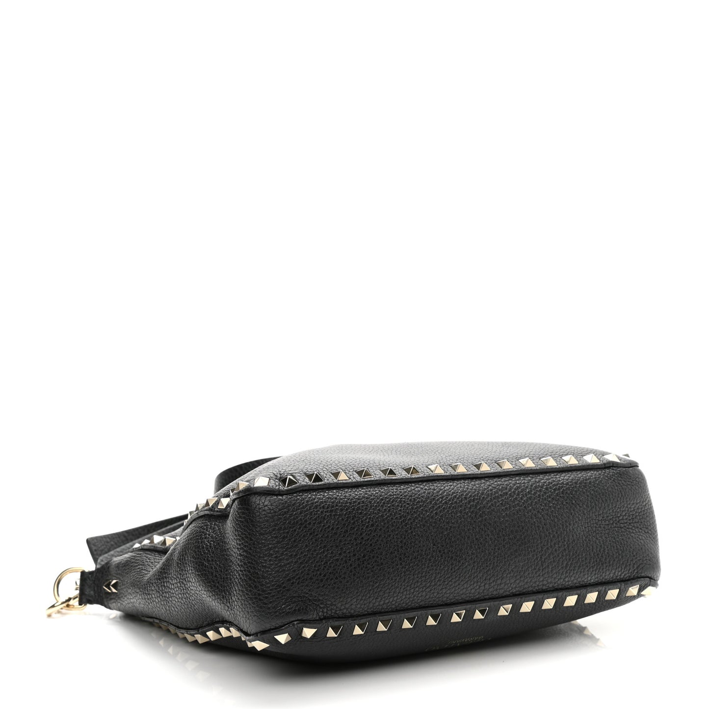 Pebbled Calfskin Small Rockstud Flip-Lock Messenger Bag Black