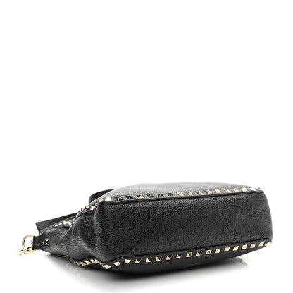 Valentino Garavani Pebbled Calfskin Small Rockstud Flip-Lock Messenger Bag Black 4 of 12