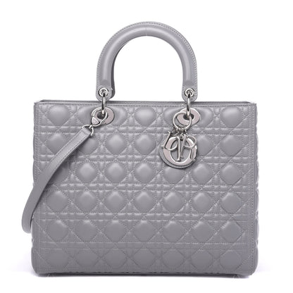 Christian Dior Lambskin Cannage Large Lady Dior Grey 1 of 8