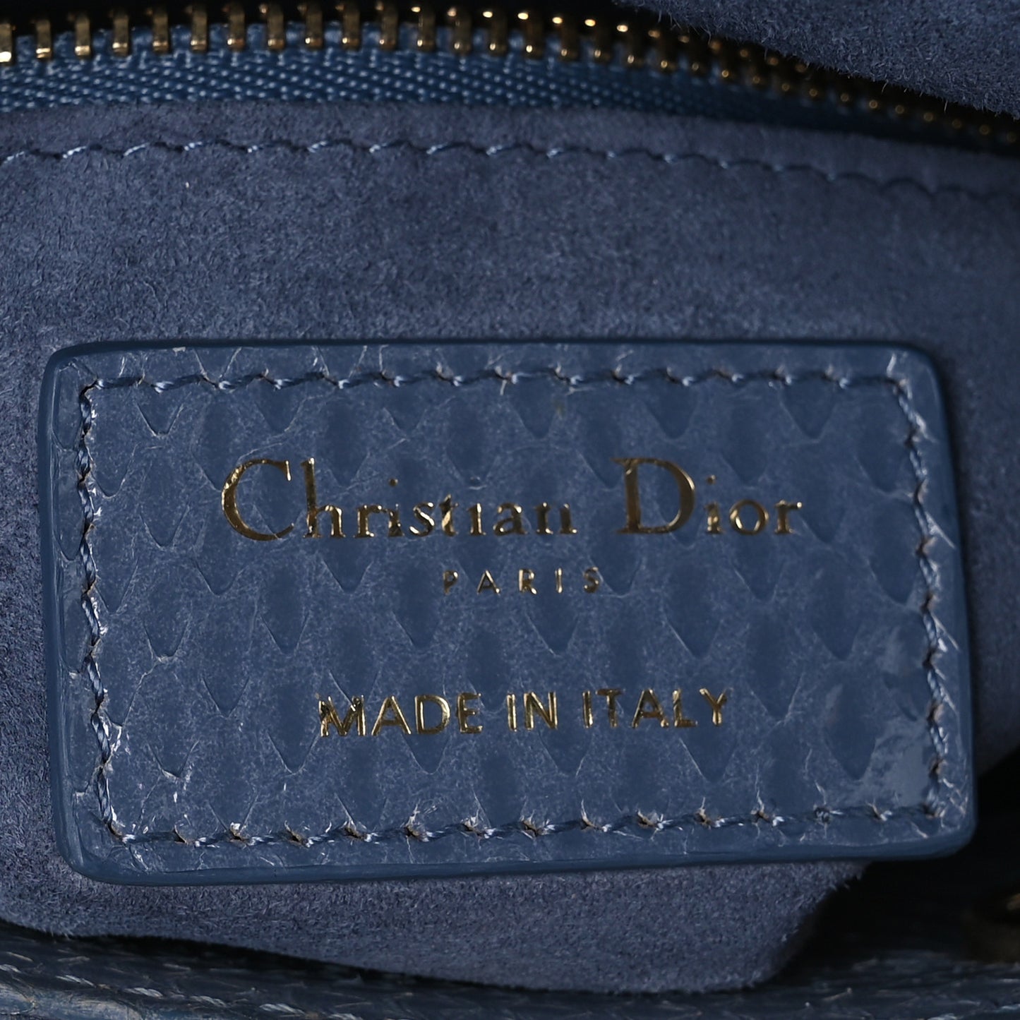 Snakeskin Mini Lady Dior Blue