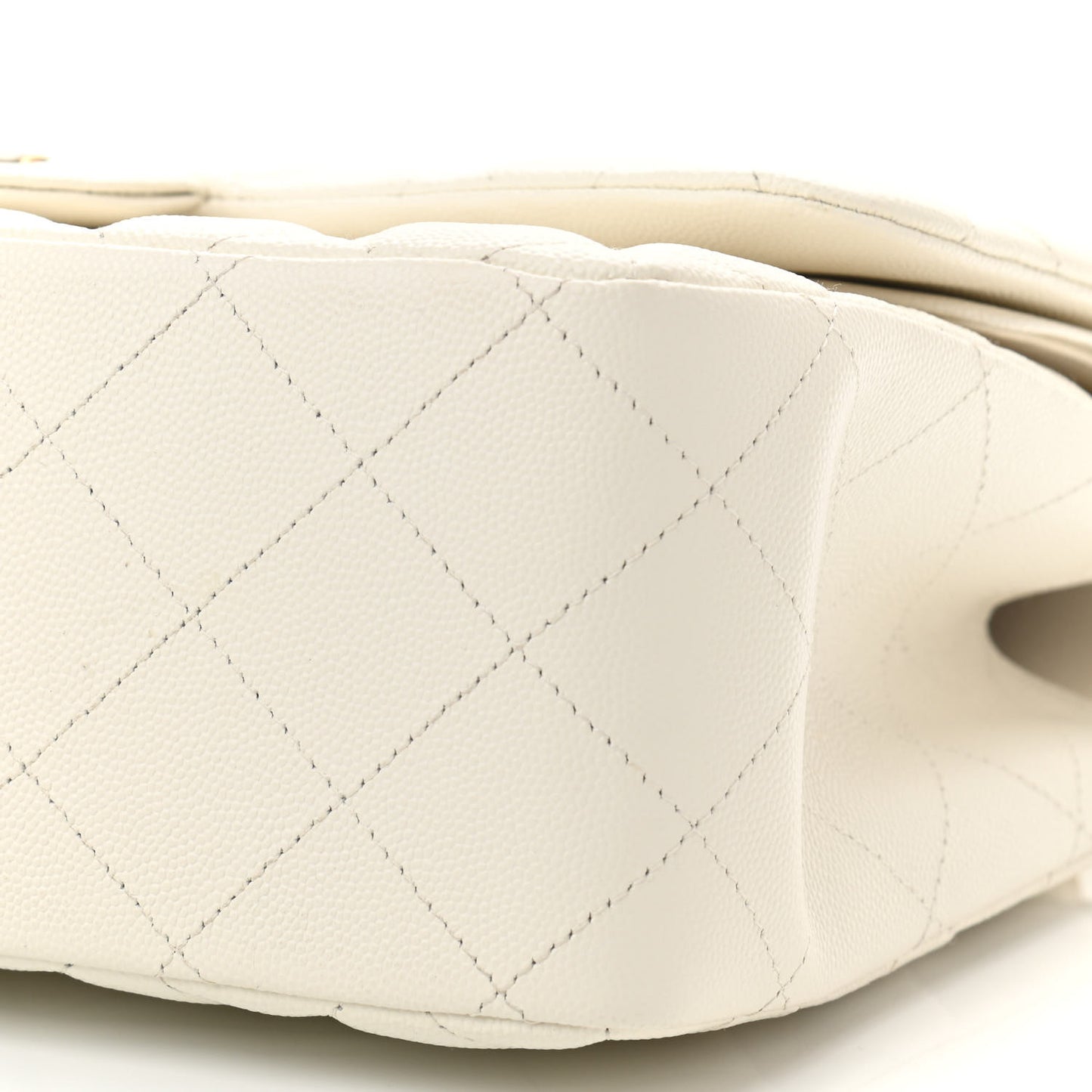 Caviar Quilted Jumbo Double Flap White