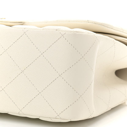 Chanel Caviar Quilted Jumbo Double Flap White 10 of 12