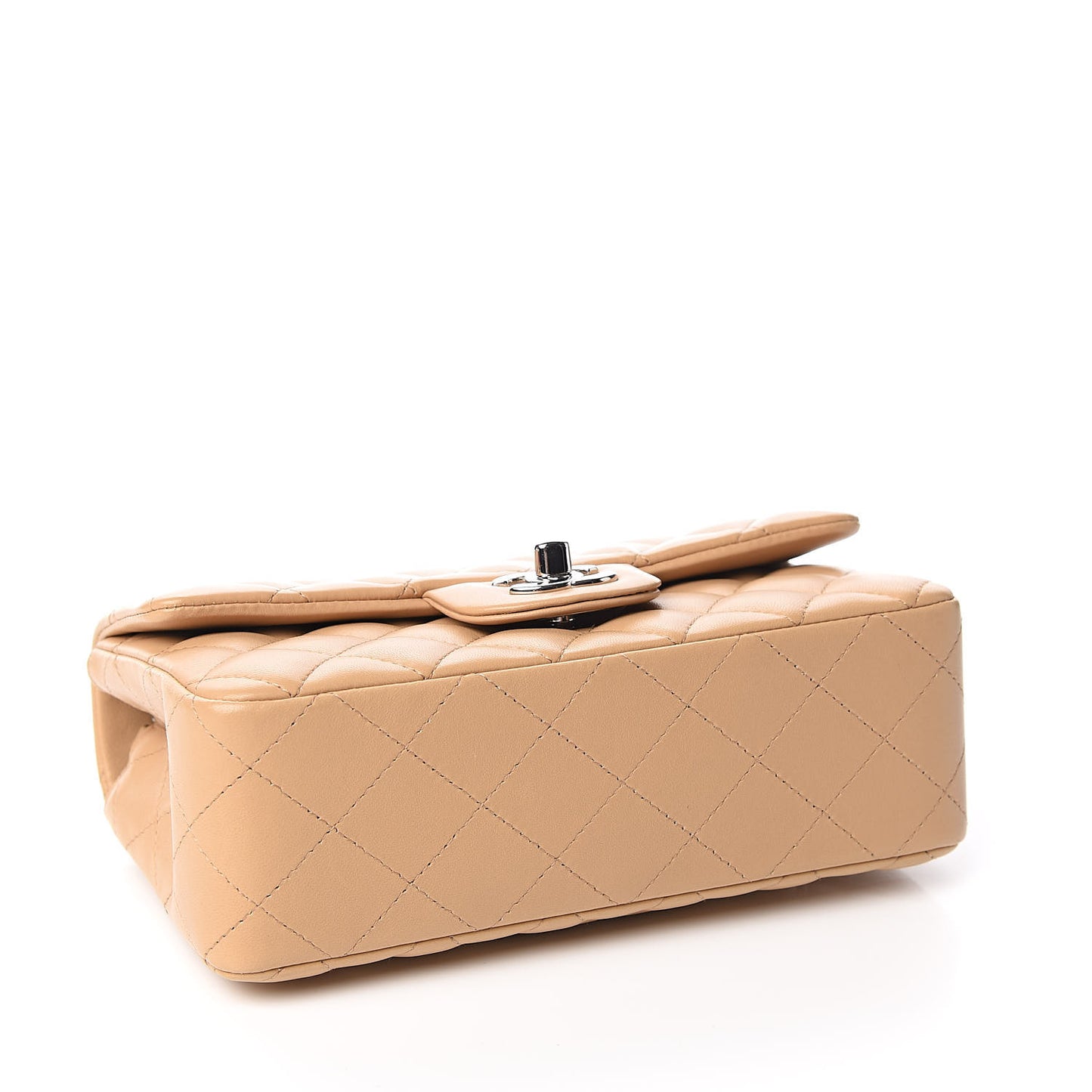 Lambskin Quilted Mini Rectangular Flap Beige