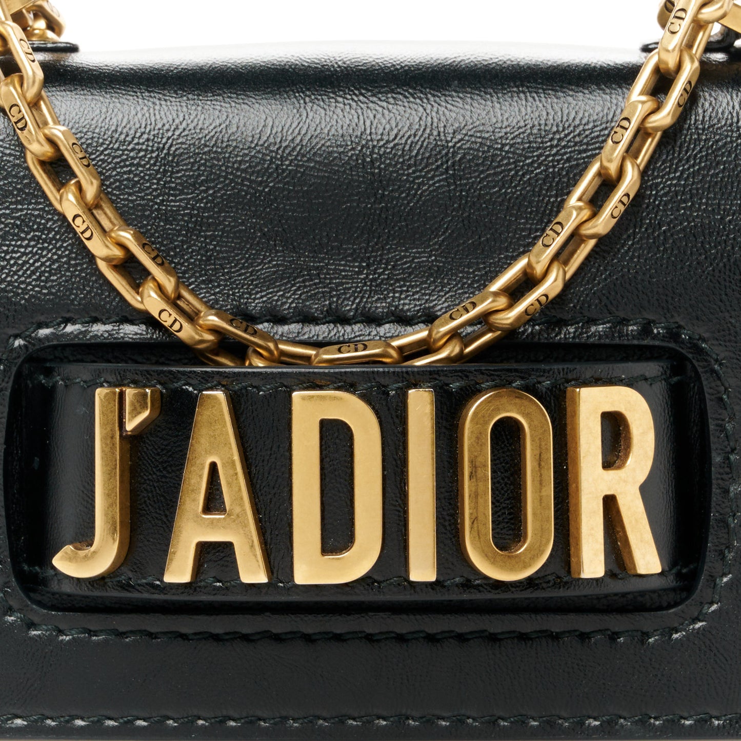 Crinkled Calfskin Mini J'Adior Chain Flap Bag Black