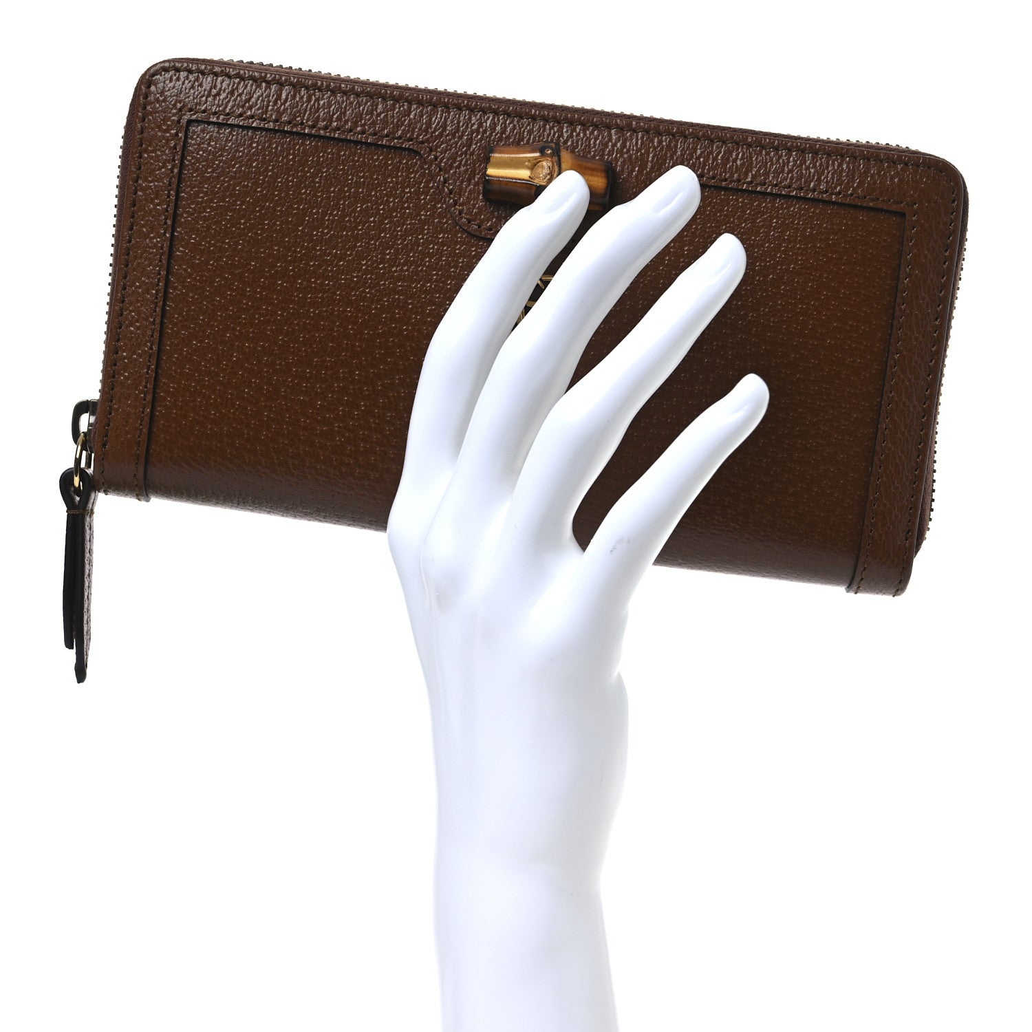 Gucci Wonka Grain Calfskin Diana Zip Around Continental Wallet Cuir 2 of 8