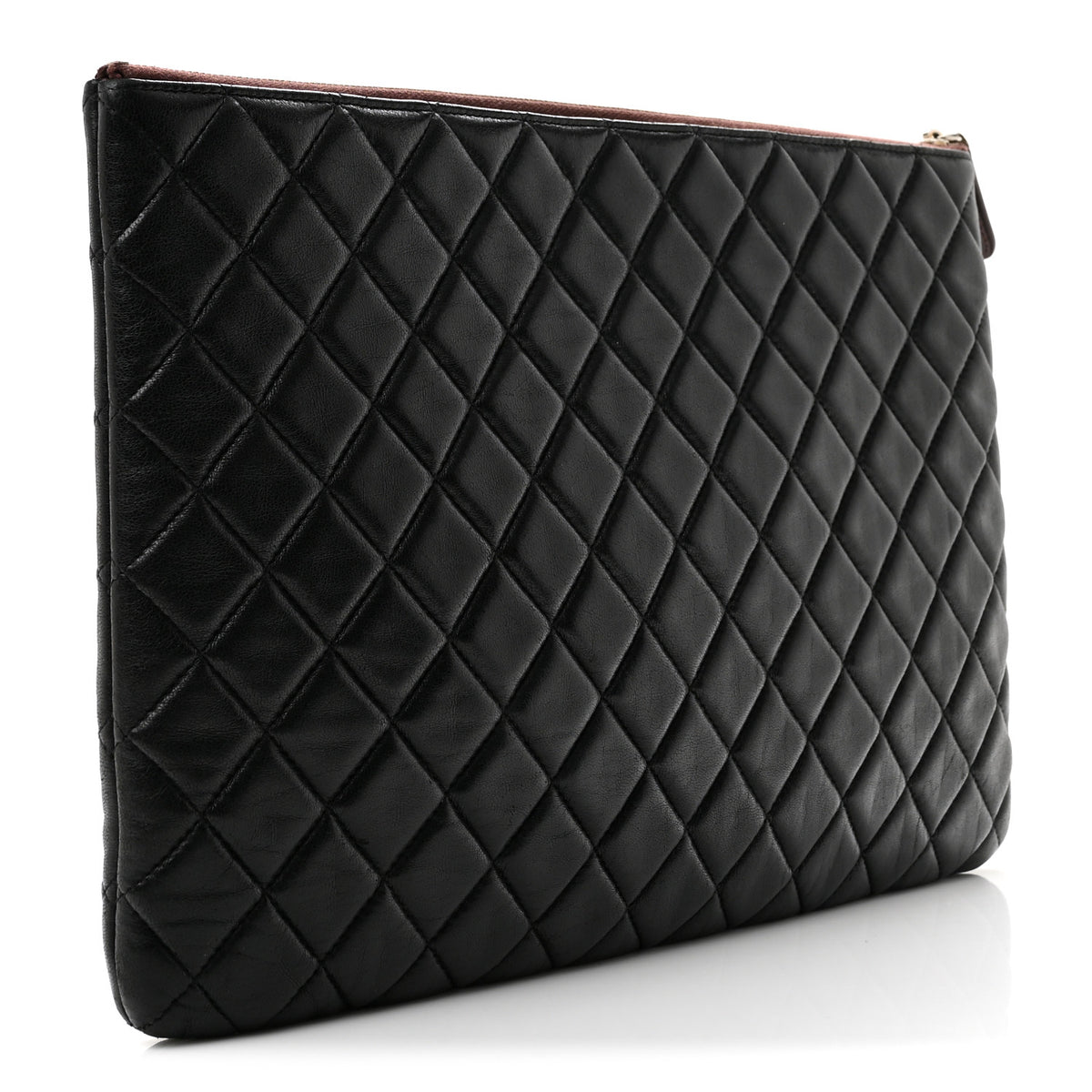 Lambskin Quilted Large Cosmetic Case Black