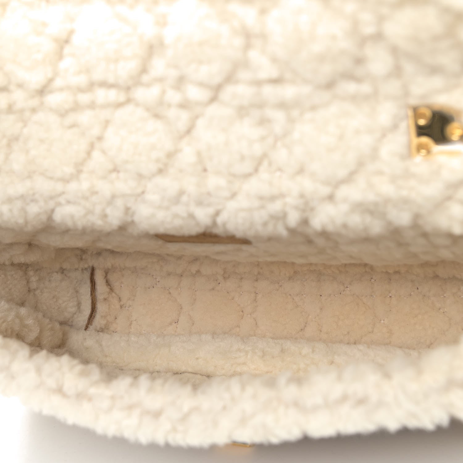 Christian Dior Shearling Cannage Large Caro Bag Camel 5 of 5