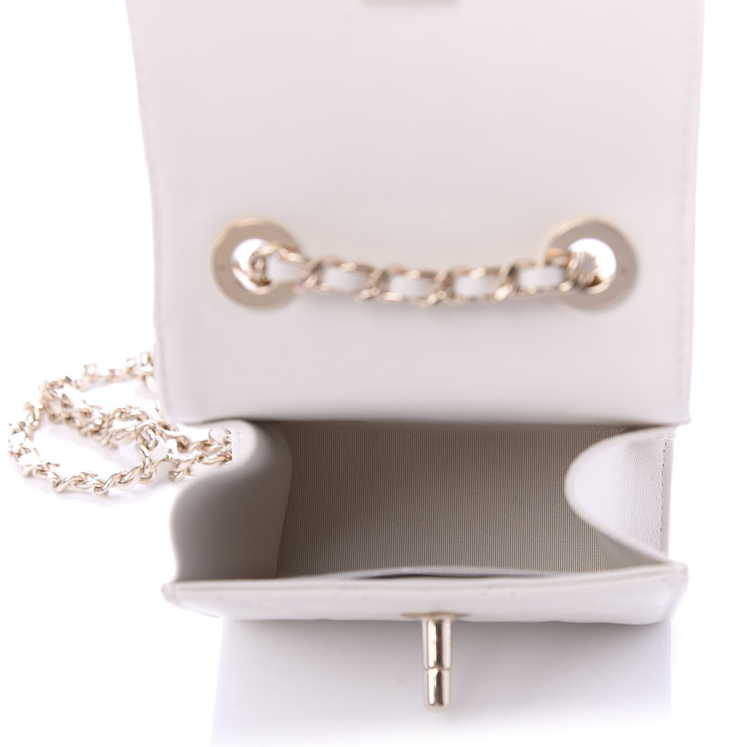 Chanel Lambskin Quilted Mini Trendy CC Chain Wallet White 5 of 10