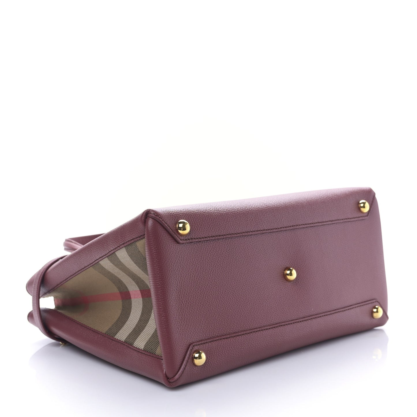 Grainy Calfskin House Check Medium Banner Tote Crimson