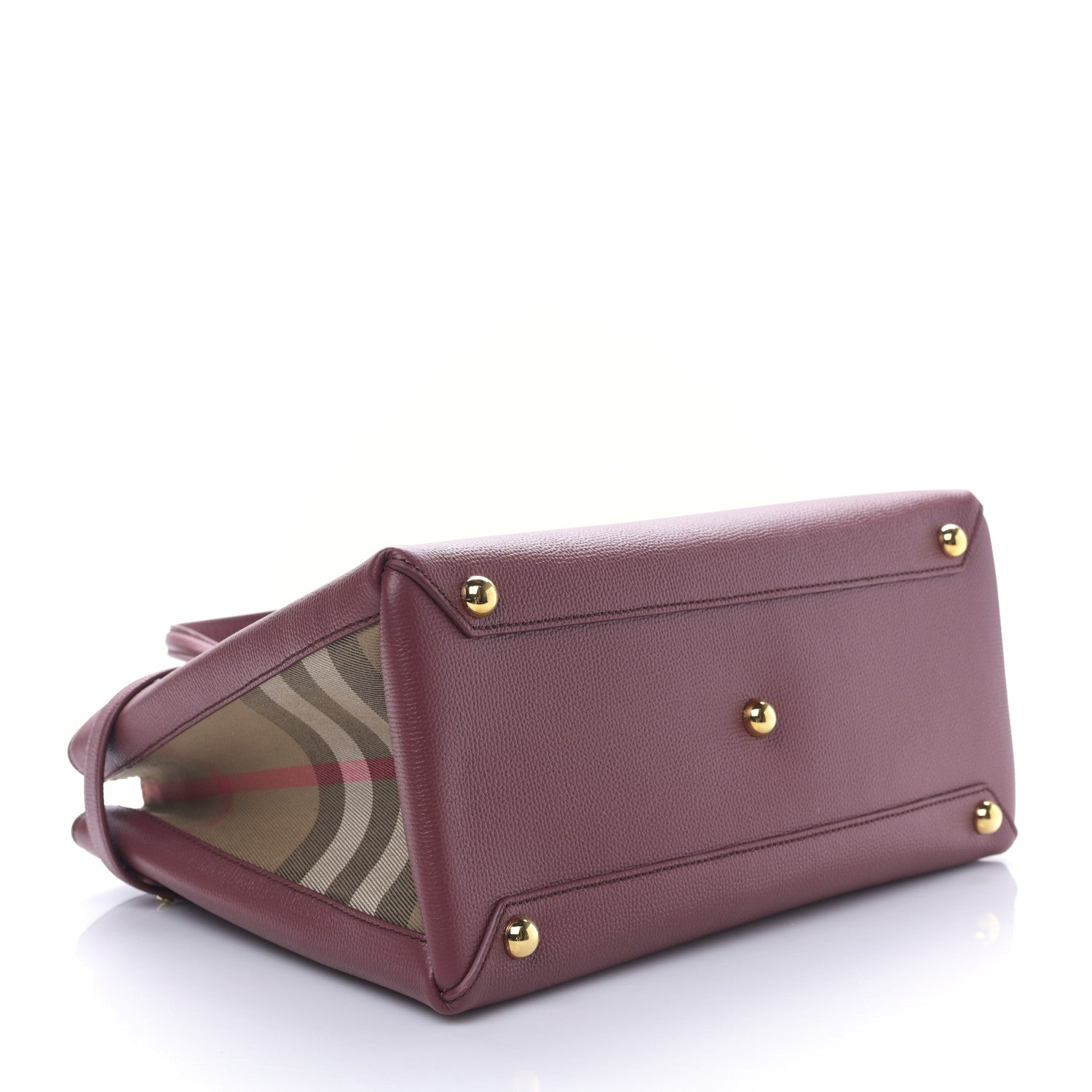 Burberry Grainy Calfskin House Check Medium Banner Tote Crimson 4 of 9