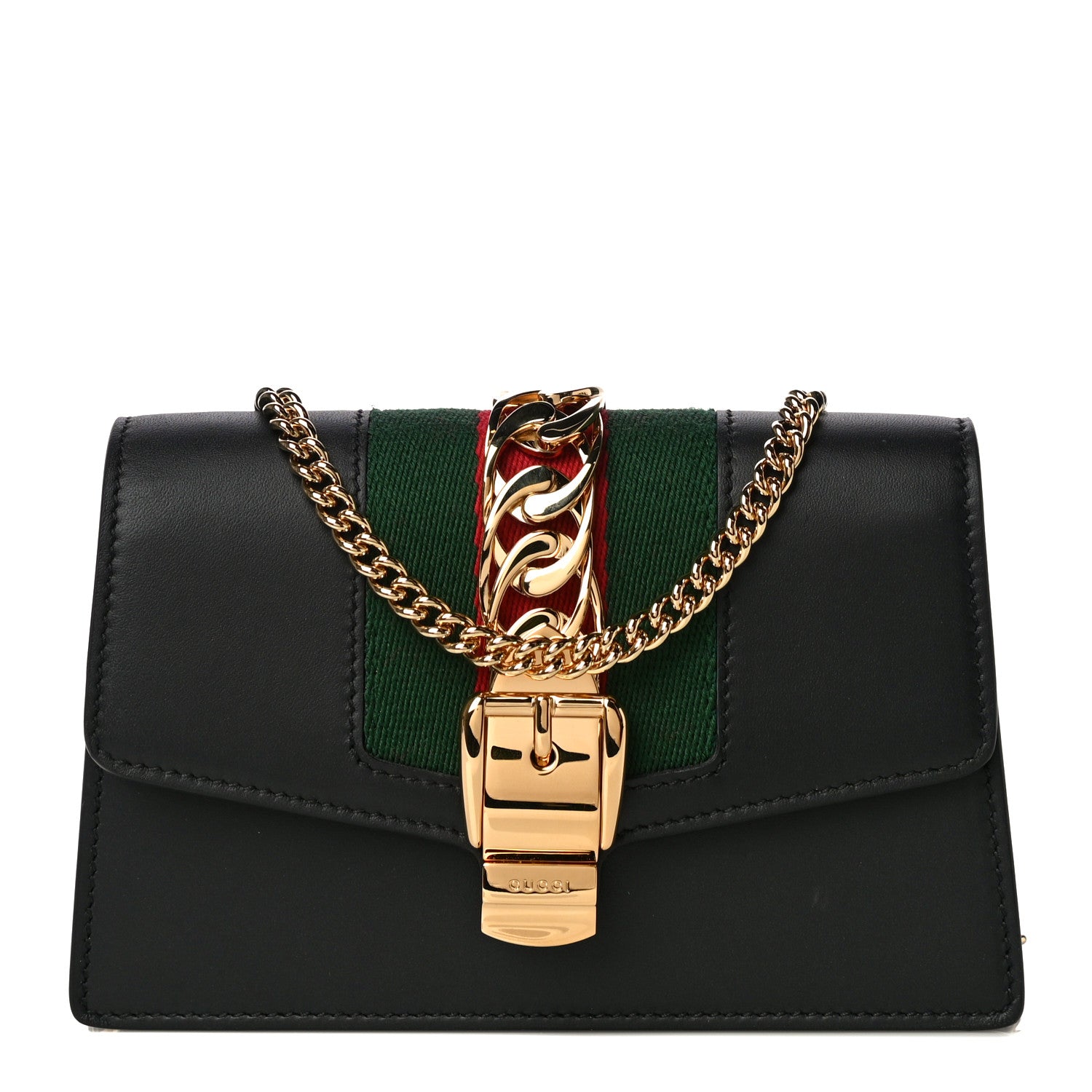 Gucci Calfskin Super Mini Sylvie Chain Shoulder Bag Black 1 of 11