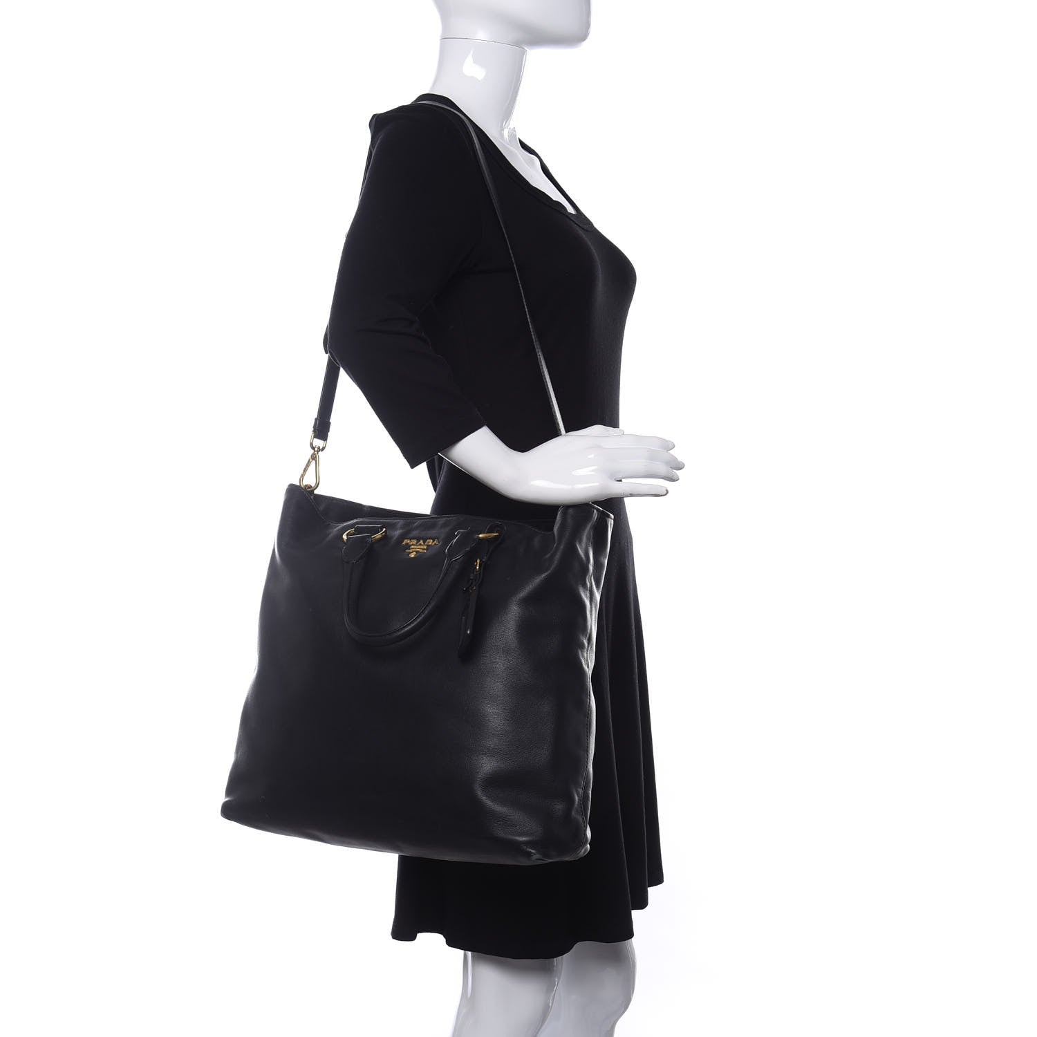 Prada Vitello Daino Tote Black 2 of 18