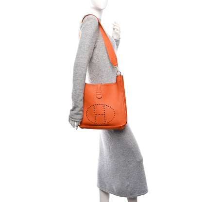 Hermes Taurillon Clemence Evelyne GM Orange 3 of 12