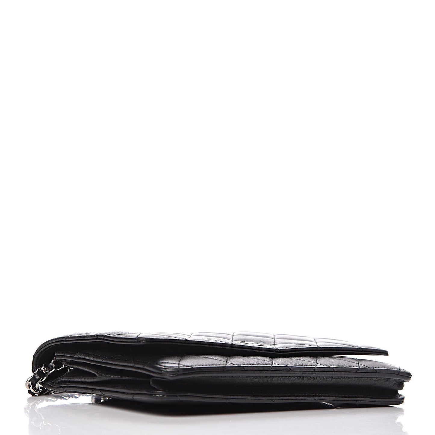 Lambskin Quilted Wallet On Chain WOC Black