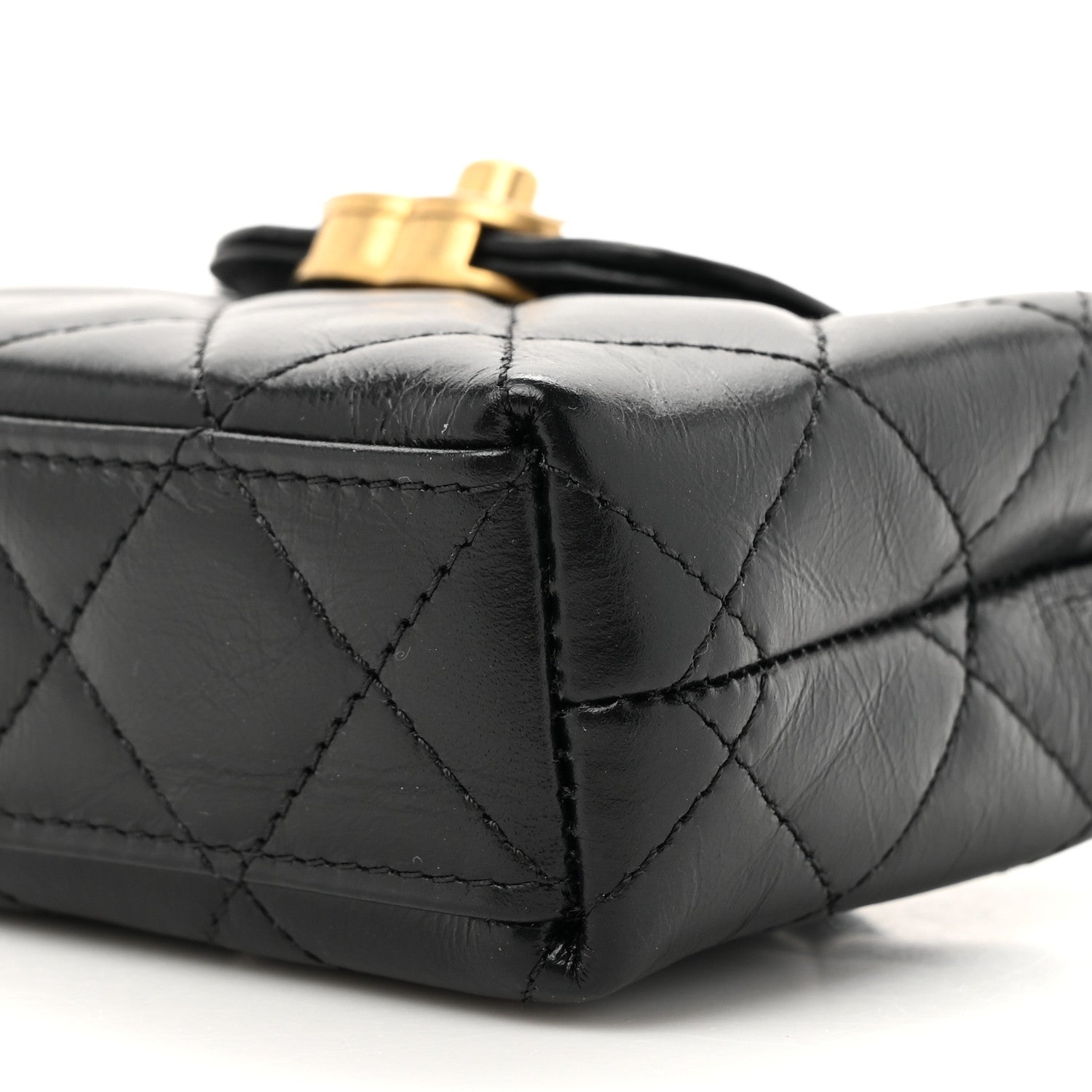 Chanel Shiny Aged Calfskin Quilted Mini Nano Kelly Shopper Black 8 of 10