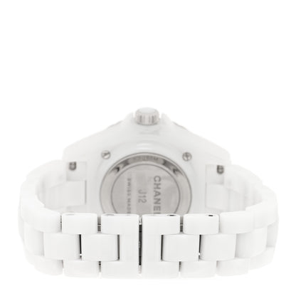 Chanel Stainless Steel Ceramic Diamond Bezel 33mm J12 Quartz Watch White 3 of 4