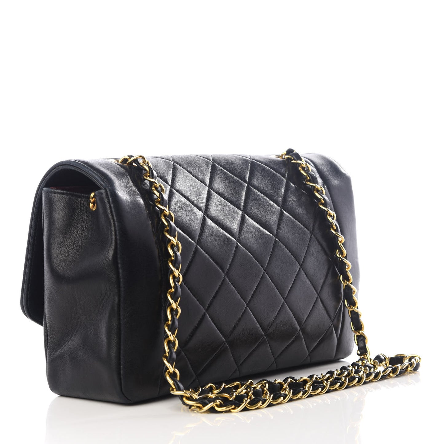 Lambskin Quilted Medium Single Flap Black
