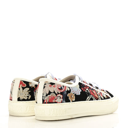 Christian Dior Cotton Floral Pop Embroidered Walk'N'Dior Low Top Sneakers 37.5 Red Multicolor 4 of 7