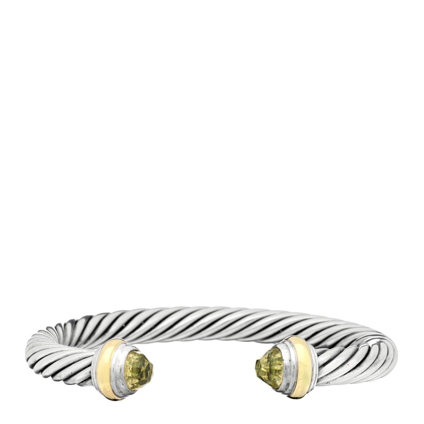 Sterling Silver 14K Yellow Gold Prasiolite 7mm Cable Classics Bracelet