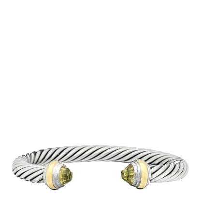 David Yurman Sterling Silver 14K Yellow Gold Prasiolite 7mm Cable Classics Bracelet 2 of 3